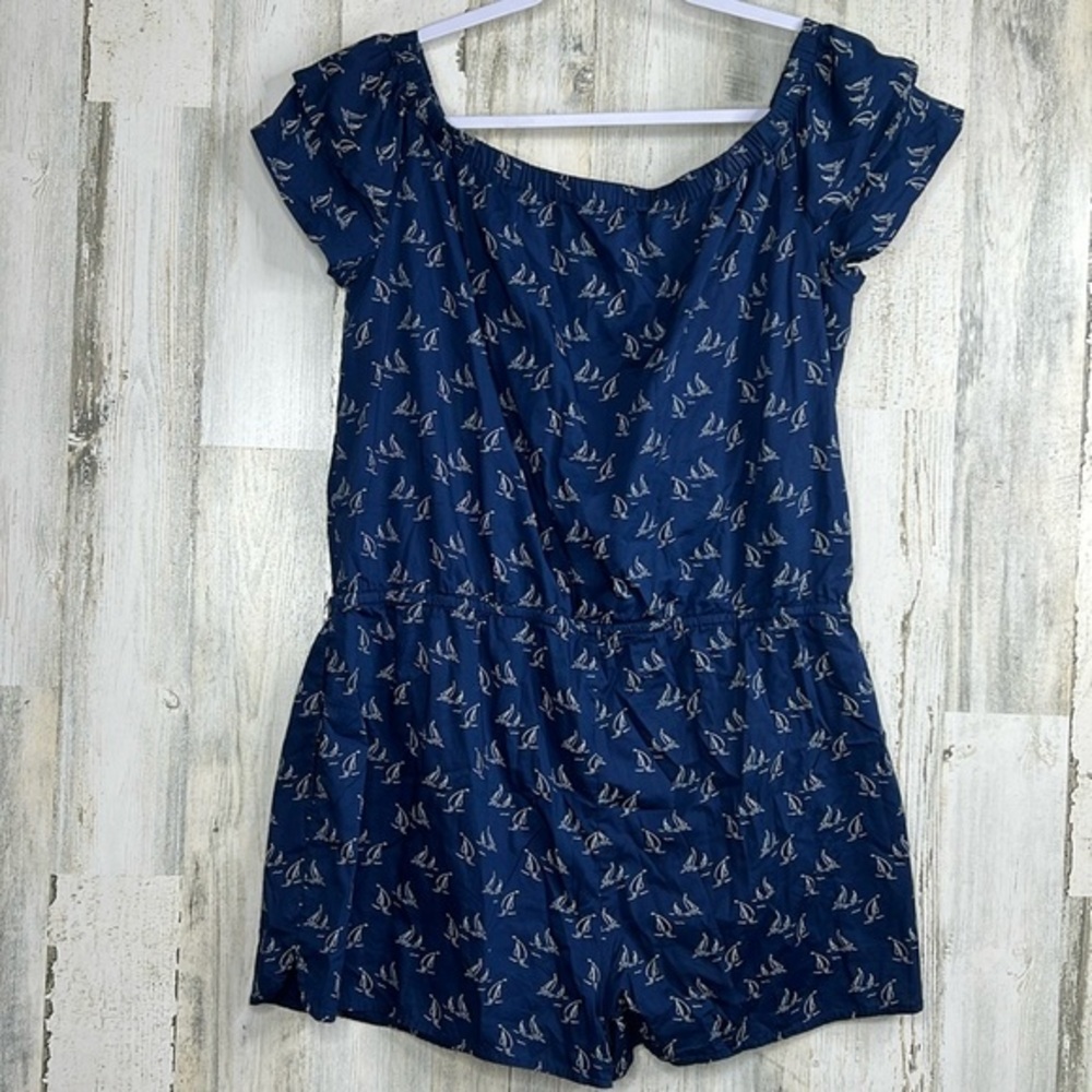 Vineyard Vines Romper Women's L Blue Boat Print‎ Art Casual Resort wear
